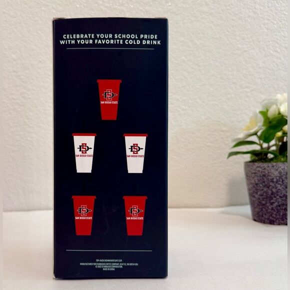 Starbucks SDSU Red/White Tumbler Set, 3 Cups, 3 Lids, 3 Reusable Straws, New - Picture 5 of 9